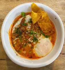 Tom Yum noodle soup with egg