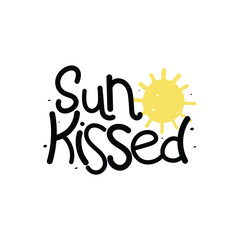 Hand Drawn "Sun Kissed" Calligraphy Text Vector Design.