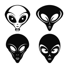 Alien Face Black Color Vector © Design Spread
