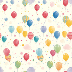 seamless pattern with colorful balloons, Continuous in four directions