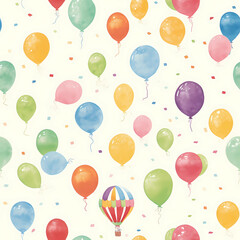 seamless pattern with colorful balloons, Continuous in four directions
