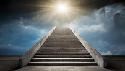 Giant stairs leading up to the sunny sky