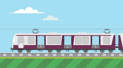 Mumbai Local Train with blue sky - vector