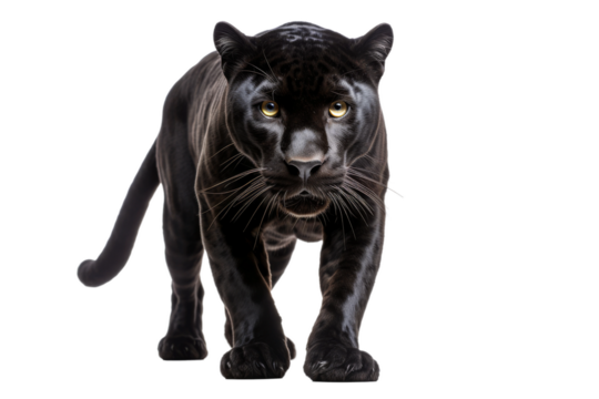 The Regal Panther Poses on a White or Clear Surface PNG Transparent Background.