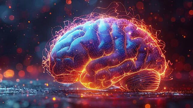 Video of human brain organ futuristics with technological background style