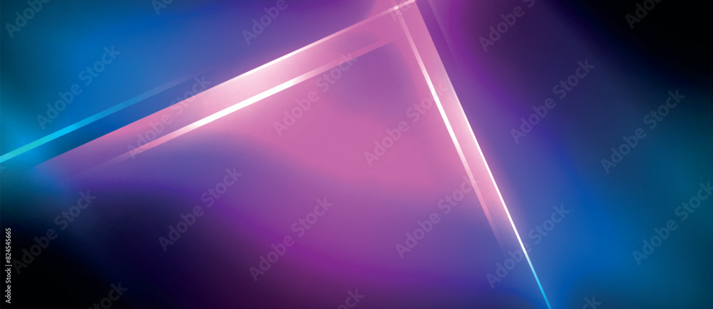 Poster there is a purple and blue light beam shining against a dark background, creating a striking visual 