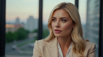 Fototapeta premium Beautiful attractive blonde woman model businesswoman