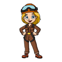 Cute girl carton wearing costume pilot