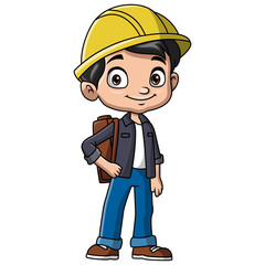 Cute boy carton wearing costume builder