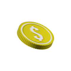 3d realistic gold coin icon. With dollar sign