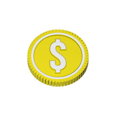 3d realistic gold coin icon. With dollar sign