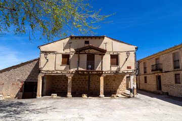 View of the streets of the town of Maderuelo. Segovia, Castile and Leon, Spain.