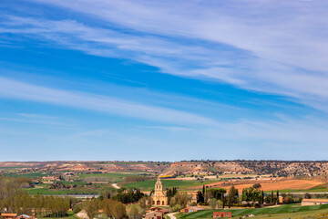 Panoramic view of the convent of San Francisco de Ayllón. Segovia, Castile and Leon, Spain.