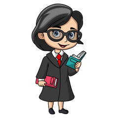 Cute girl cartoon wearing costume lawyer