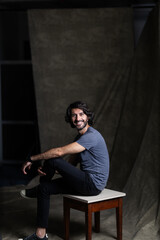 View of a young man with smartphone