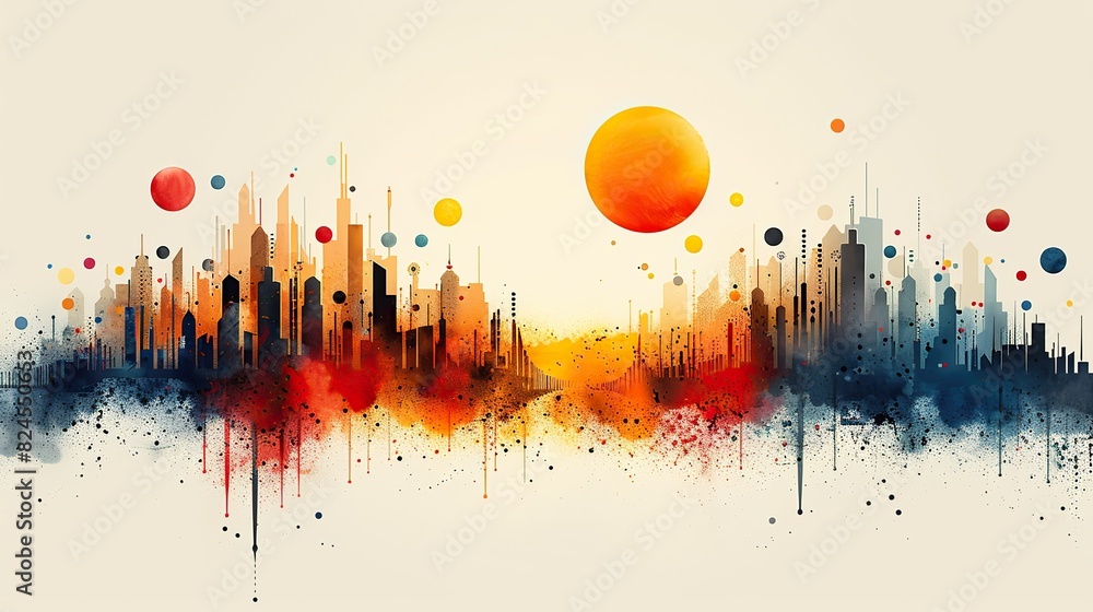 Poster an abstract representation of a growth chart with vibrant colors. stock image