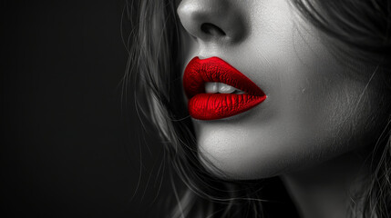 Close-Up of Glossy Red Lips – Generative AI