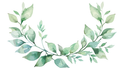 Watercolor leaf wreath. Floral leaves frame perfectly