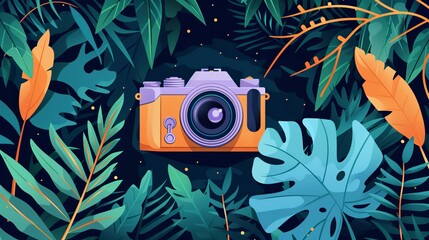 
world photography day social media post template design for world photography day. illustration of a hand holding a camera poster and banner 
