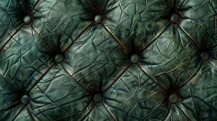 A close-up of a quilted leather sofa, the pattern of which resembles the structure of a plant, giving it elegance and sophistication, as if nature had moved inside.
