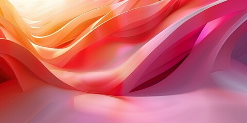 Obraz premium Multicolored waves in shades of pink, yellow, and orange interweave in an abstract painting