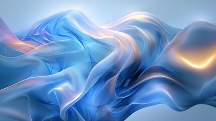 Fototapeta premium Abstract fluid art with soft pastel colors, blending blue and gold creating a dreamy, ethereal, and dynamic visual effect.