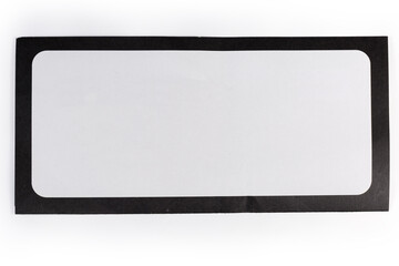 Blank papper mailing envelope on a white background, top view