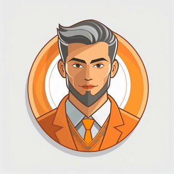 icone homme s&eacute;duisant avec une barbe et des cheveux gris en ia