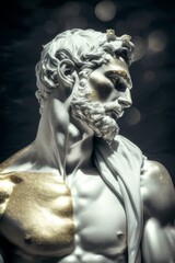 Stoic Marble Deity with Golden Accents