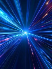 Obraz premium Dynamic and colorful abstract light burst background with radiant blue and purple streaks creating a sense of motion and energy.