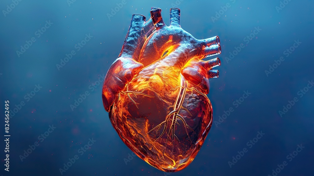 Poster an abstract depiction of a heart shielded by a protective layer. image