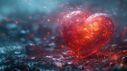 An abstract depiction of a heart shielded by a protective layer. stock photo
