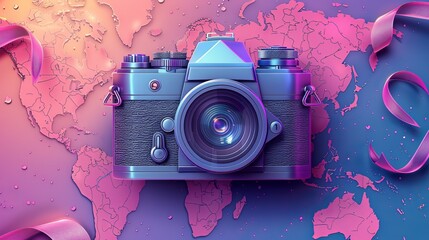
world photography day social media post template design for world photography day. illustration of a hand holding a camera poster and banner 

