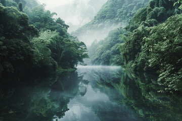 rio en calma en el bosque