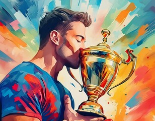 Football match and champions' ecstasy