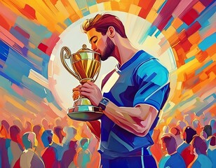 Football match and champions' ecstasy