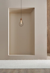 Lamp and decorative wall background room concept, brown and carpet parquet floor, interior design.