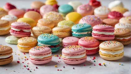 Colorful Macarons Arranged in a Display