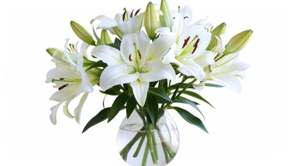 Vase with white lilies, home decor, floral arrangement