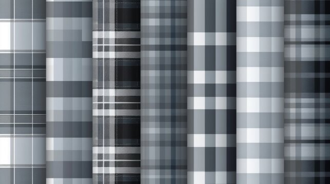 A seamless patterned background modern set featuring gray plaid