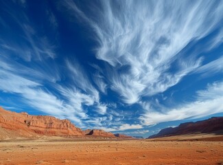 Fototapeta premium Desert Landscape with Blue Sky and Clouds