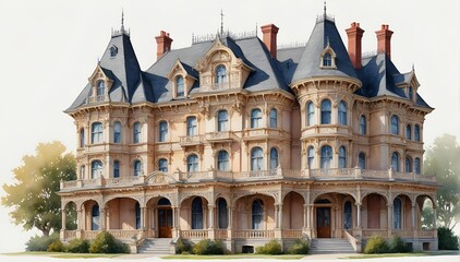 Fototapeta premium Historic Mansion with a Victorian Gothic Architecture Style