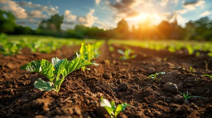 Environmental conservation concept, A farmer using organic farming techniques, demonstrating sustainable agriculture practices that protect soil and water quality. Realistic Photo,