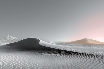 Dramatic Black and White Desert Landscape with Majestic Sand Dunes
