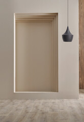 Lamp and decorative wall background room concept, brown and carpet parquet floor, interior design.