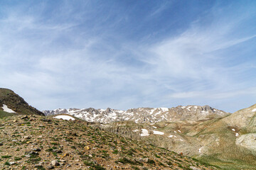 Scenic views of Eğrigöl Lake and Geyik Mount which is on the Söbüçimen Plateau at the foothills of the Geyik Mountains of the Taurus Mountains, on the border of Konya and Antalya.