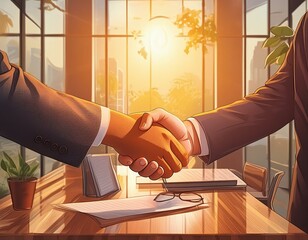 Business handshake for cooperation and deal