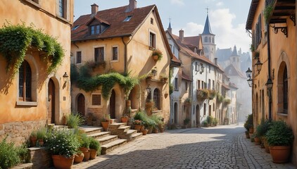 Obraz premium Idyllic European Village Scene