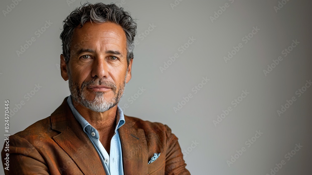 Wall mural portrait of a mature businessman standing on white background stock image