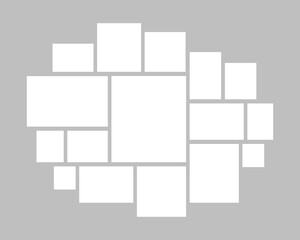 Vector empty collage sixteen frames, photos, image